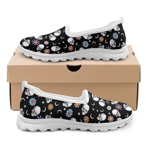 Women's Walking Flats Shoes -Fashion Print Lightweight Athletic Casual Gym Slip on Sneakers3
