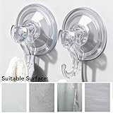 2 Pcs Suction Hooks,Powerful Push and Lock Vacuum Suction Cup Hooks,Reusable SuctionHooks for Bathroom,Multi-Purpose Strong Sucker Hook,for Bathroom Kitchen Window Bags Coats Xmas Wreath(Transparent) - Image 5