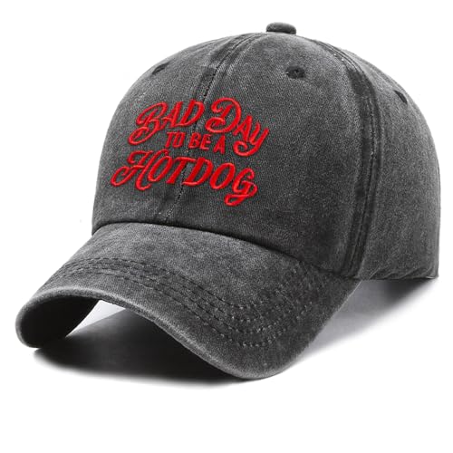 TQLIUOL Bad Day to Be a Hotdog Adjustable Embroidery Vintage Washed Cotton Dad Hat Baseball Cap Funny Adjustable Trucker Hat Gifts for Neighbors Colleagues Friends Grill Masters Men Women