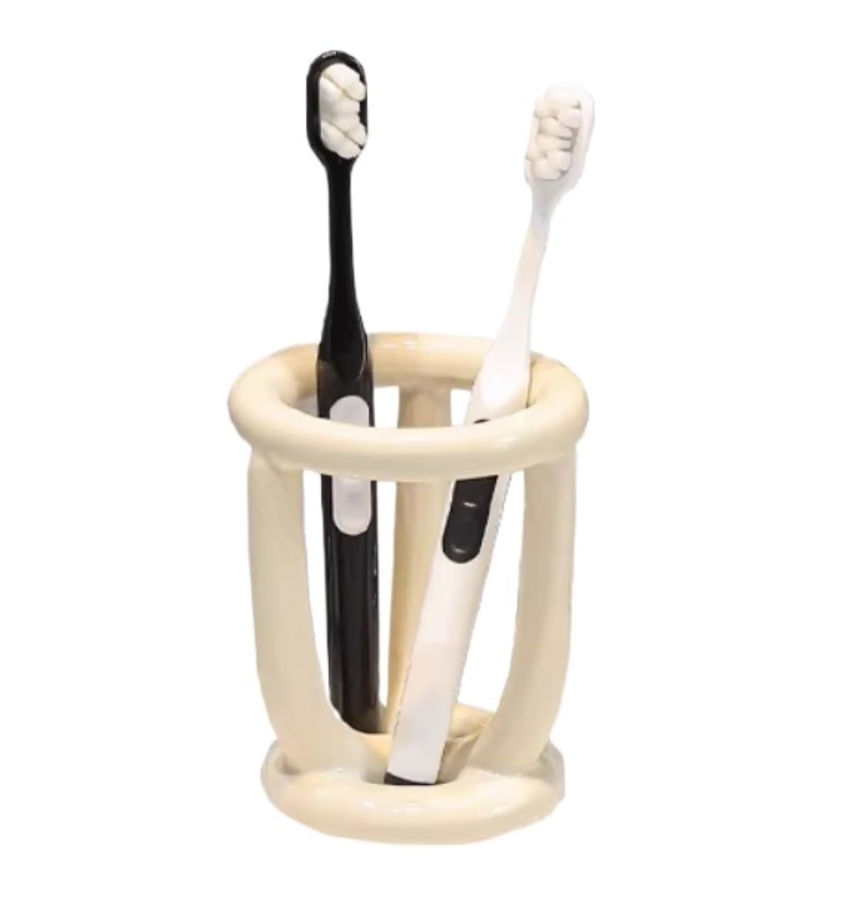 Porta Spazzolino Decorazione, Portaspazzolino In Ceramica For Organizer Da Bagno For Pennelli Trucco Multifunzione Moderno(White)