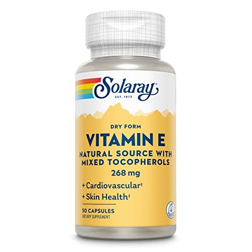 Solaray Vitamin E, Dry 400 Iu W/Mixed Tocopherols | Non-Oily | Healthy Cardiac Function, Antioxidant Activity & Skin Health Support | 50 Capsules #TOP19