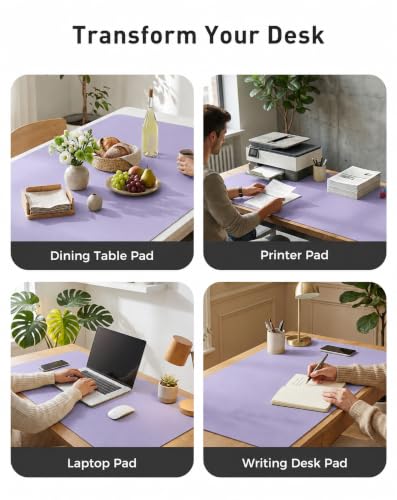 Image of Aothia Faux Leather Desk Mat Mouse Pad, 42 inch x 17 inch, Light Purple