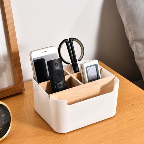 5 Fächer Schreibtisch Organizer, Holz Schreibtisch Schreibwaren Aufbewahrungsbox, Multifunktionale Herausnehmbaren Büro Organizer Desktop Fernbedienungshalter, für Kosmetika,Stifte,Brillen (Schwarz)