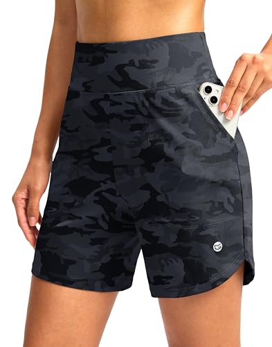 Image of G Gradual Women's Athletic Shorts 6 inch High Waisted Stretchy Bermuda Shorts for Women Quick Dry Summer Casual Shorts