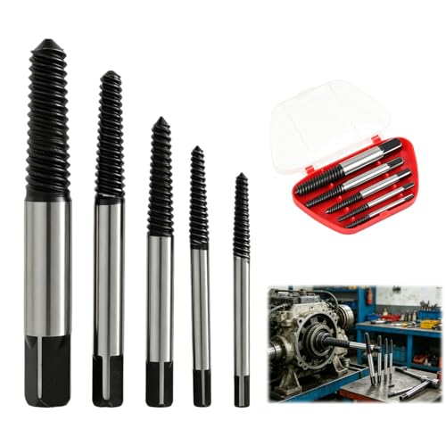 Juego de extractores de espárragos M3-M10, extractor de tornillo, con espiral cónica para quitar pernos y tuercas varrachados, estuche de plástico resistente, kit profesional