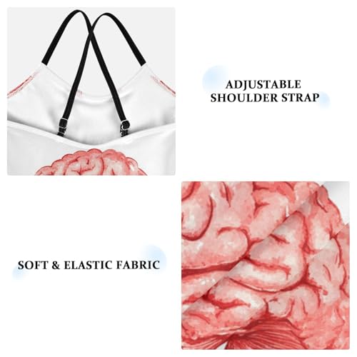 Pigsaly Girls One Piece Swimsuits Watercolor Cute Red Human Brain Body Kids Cross Back Swimwear Beach Sport Bathing Suit 3T3