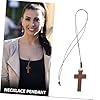 CLISPEED Adjustable Wooden Cross Necklace with Hand Carved Pendant Unisex Jewelry for Men Women Stylish Versatile Cord for Fit #2