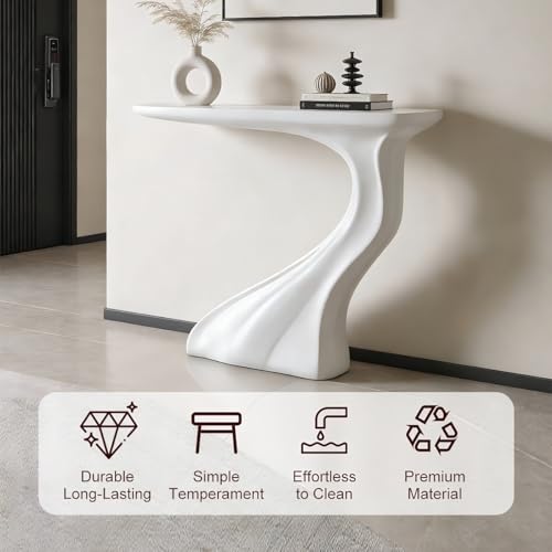 Mesa consola artística moderna blanca de una pieza con gran mesada 5