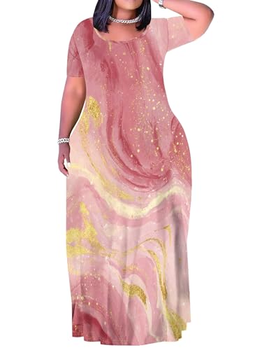 Image of Plus Size Maxi Dresses for Curvy Women T-Shirt Summer Sun Dresses Loose Fit