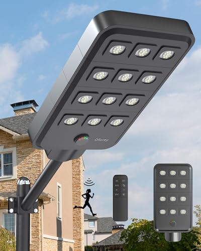 Ofuray Of-12600W Solar Street Lights Outdoor, 6500K Commercial Dusk to Dawn Flood Light with Motion...