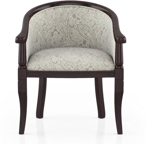 Image of Solid Wood Chair Wooden Single Seater Sofa Chair for Living Room, Bedroom, Outdoor & Indoor - Walnut & Monochrome Paisley