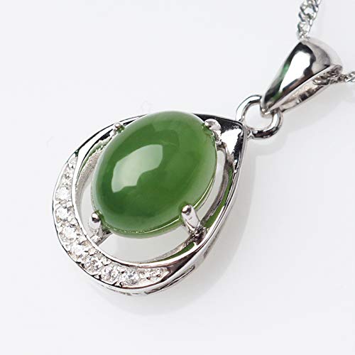 Collana in Argento 925 con Ciondolo in Giada Bianca Naturale da Donna