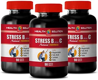 Stress Relief Supplement Valerian - Stress B with C Natural Formula, with Magnesium, Folic Acid, Calcium, Biotin - pantothenic Acid and folic Acid, 3 Bottles (270 Tablets)