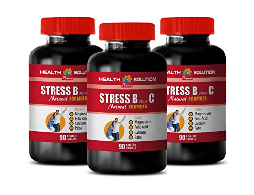 Stress Relief Supplement Valerian - Stress B With C Natural Formula, With Magnesium, Folic Acid, Calcium, Biotin - Pantothenic Acid And Folic Acid, 3 Bottles (270 Tablets) #TOP22