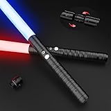 Oueyes Lightsabers 2 Pack Metal Hilt Light Sabers RGB 7 Colors Changeable with 3 Modes 2 in 1 Dueling Lightsabers Rechargeable Light Sabers for Adults Kids Halloween Cosplay (Black)