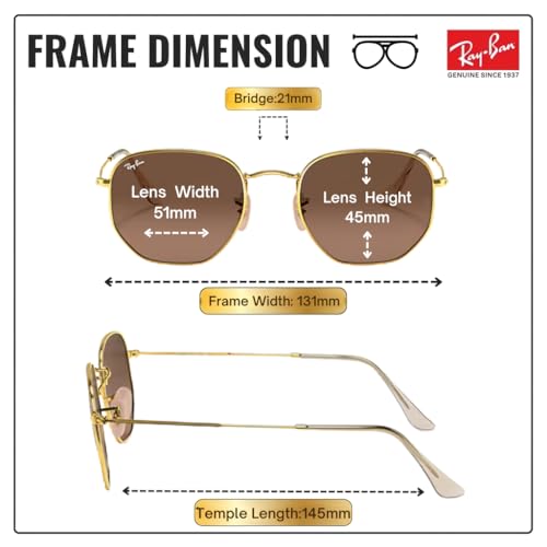 Image of Ray-Ban RB3548N HEXAGONAL FLAT LENSES Square-Round Shape Sunglasses for Men & Women with Official Eyewear Kit