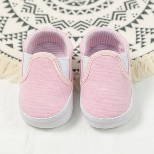 Image of Infant Baby Boys Girls Canvas Sneaker Toddler Slip On Anti Skid Newborn First Walkers Candy Shoes for 0-18 Months