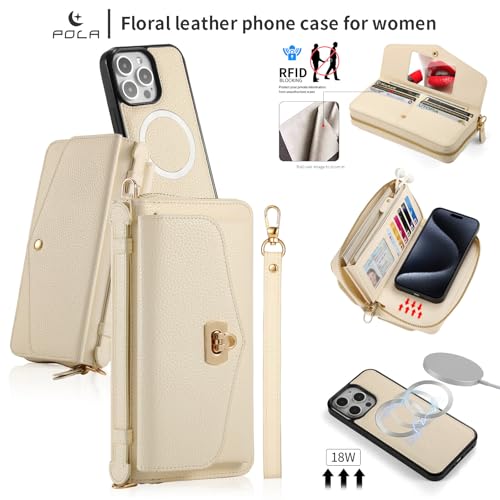 Étui portefeuille iPhone 14 beige : protégez votre écran des rayures de clés - 3