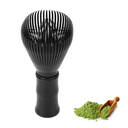 TVETE 抹茶ブレンダー 抹茶ブラシ matcha whisk ABSプラスチック製 竹型 速乾性 茶筅 茶道 道具 抹茶ブラシ泡立て器 抹茶 バブル 泡立てツール バリなし カビ生えない クリーン簡単 乾きやすい (黒ブラック)