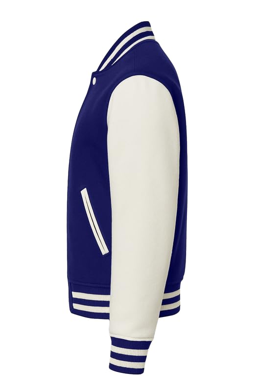 Image of Koverify Cotton Blend Standard Length Long Sleeves Winter Wear Solid Varsity Jacket For Men