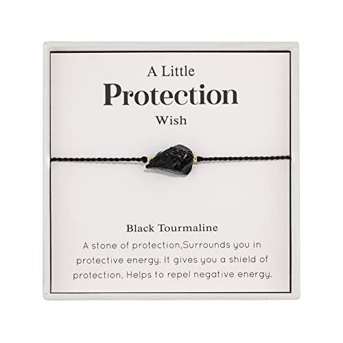 RareLove Protection Bracelet Black Tourmaline Healing Bracelets for Women,Adjustable Healing Crystal Natural Stone Beaded Strand Bracelets,Inspirational Motivational Jewelry Gift - Main Image