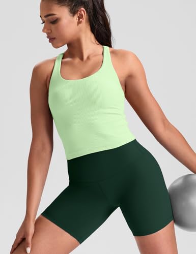 Image of HeyNuts Zeal Bras Longline Ribbed Medium Support Sports Bras, Crisscross Back Tank Tops with Removable Pads A-D Cups