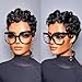 showreal Pixie Cut Wigs Human Hair for Black Women Short Pixie Cut Wigs 100% Real Human Hair Lightweight Glueless Natural Black Layered Pixie Wig(025-1B)