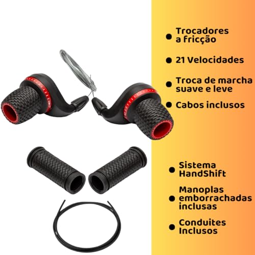 Kit Macaquinho Bike Câmbio Marcha 21v Com Trocador Cabos e Conduites