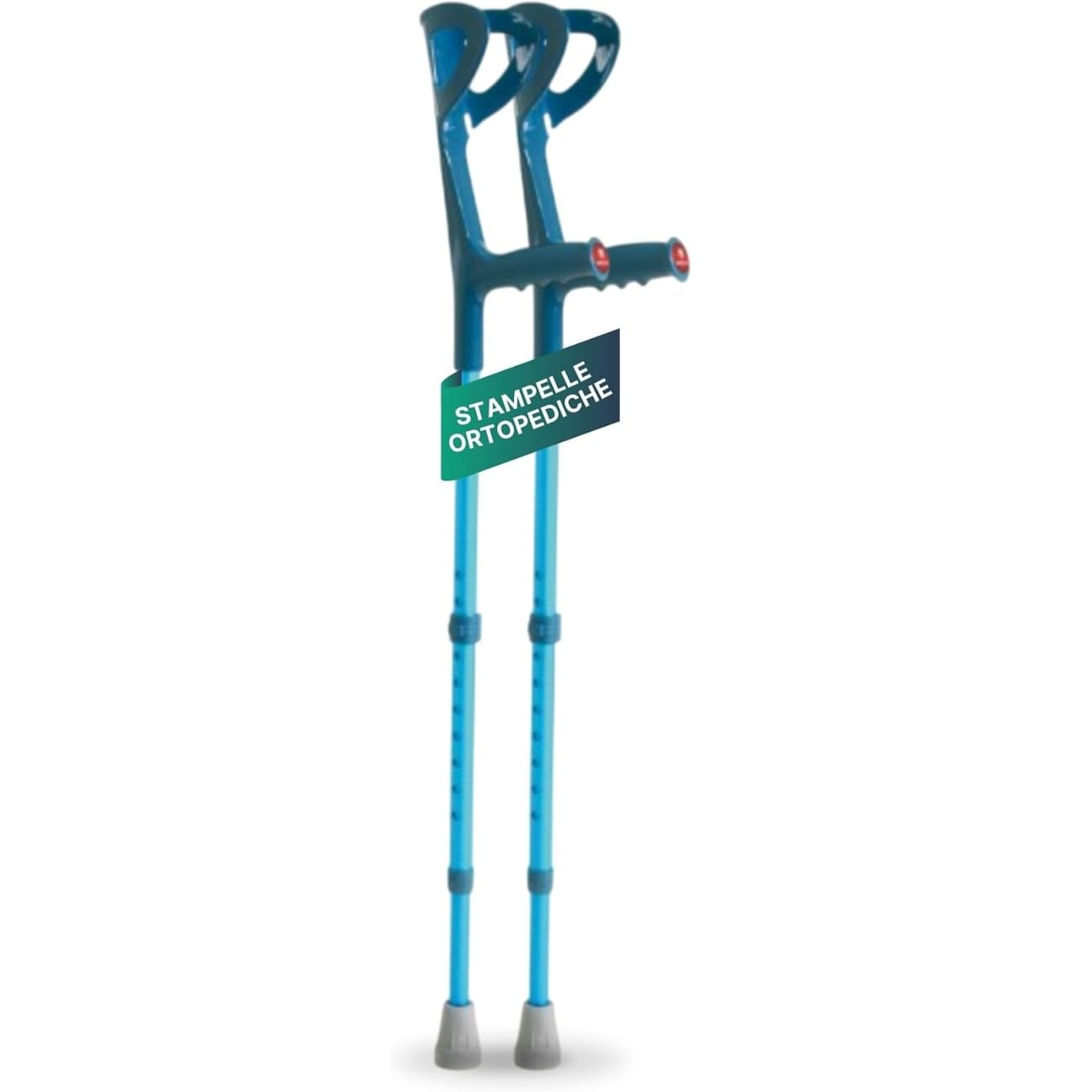 Stampelle Ortopediche Regolabili in Alluminio Anodizzato, Stampelle Canadesi Adulti Antiscivolo, Altezza 74-97 cm, 2 Unità – Blu