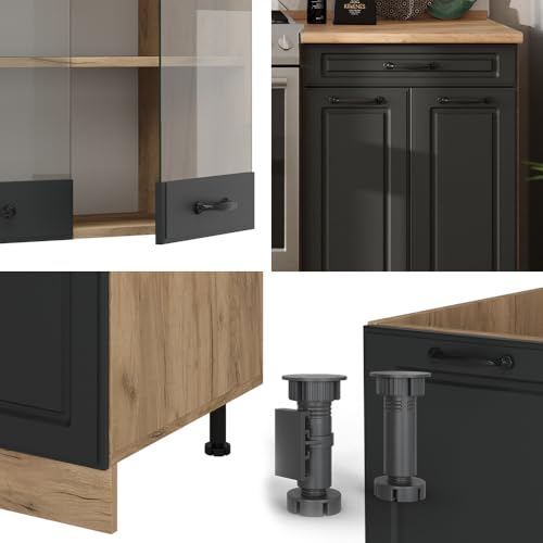 Vicco Cucina Componibile Antracite Casa Di Campagna/Rovere Dorato 200 Cm , Pl Rovere - 6