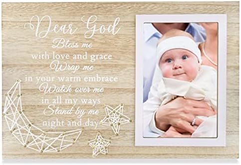 Baptism Gifts for Girls - Baptismal Gifts, Christening Gifts for Baby Girls, Boys - Baby Dedication Gifts from Godmother, Godfather, Godparent - Wood Picture Frame, 4"x 6" Photo, Wall & Tabletop