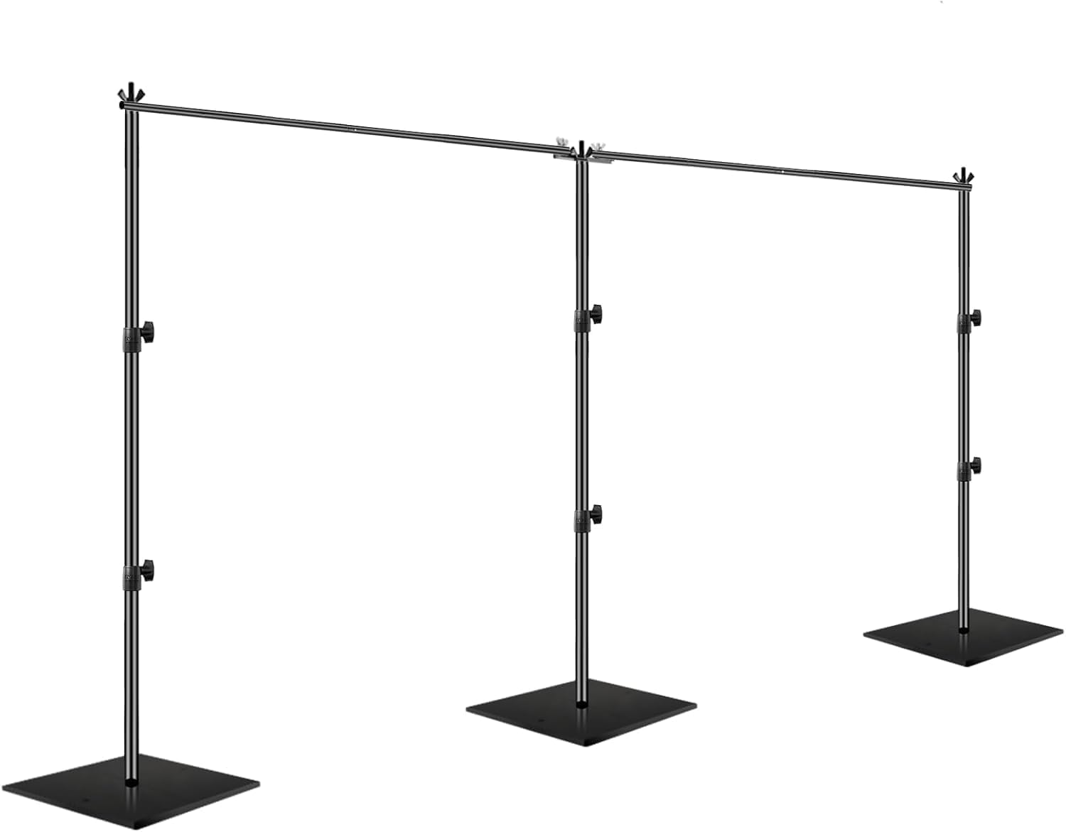 EMART Soporte de Telón de Fondo con Base de Acero Pesado 2,1x6M, Tubos Ajustables y Sistema de Telón de Fondo Drapeado, Ideal para Cumpleaños y Bodas, Negro