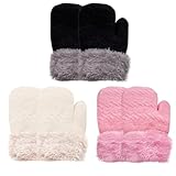 Sdfvsdg 3 Pairs Winter Mittens Glove for Kids Baby Warm Gloves Thick Knitted Fleece Lined Gloves Thermal Set for Boys Girls