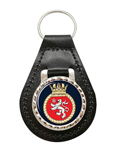 Giftshop UK Hms Enterprise, Königliche Marine Leder Schlüsselanhänger