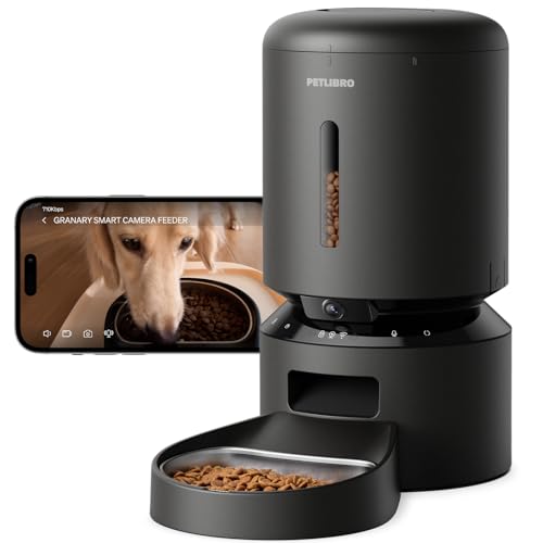 PETLIBRO Automatic Cat Feeder with Camera, 1080P HD Video with Night Vision, 5G WiFi Pet Feeder with 2-Way Audio, Low Food & Blockage Sensor, Motion & Sound Alerts for Cat & Dog Single Tray