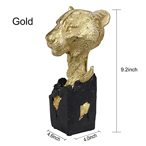 Cheetah Head Statue Panther Leopard Bust Decor 4" L X 9.2H Nice Collectible Figurines And Gift For Table Top In Home,Office, Study Room, Living Room… #TOP2