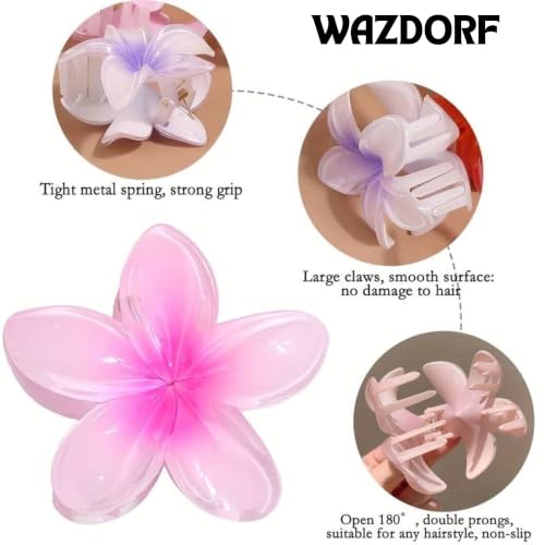 Image of Cerrito 4 Pcs Colorful Flower Hair Claw Clips for Women & Girls, Gradient Lily Design, Strong Hold, Lightweight, Cute & Stylish Hair Accessories for Daily Use, Travel, Gifting, Multicolor