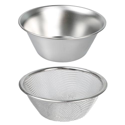 votuyet 1 juego de cesta de drenaje de acero inoxidable plateado con cuenco, que se puede utilizar para proporcionar una solución completa para lavar y drenar.