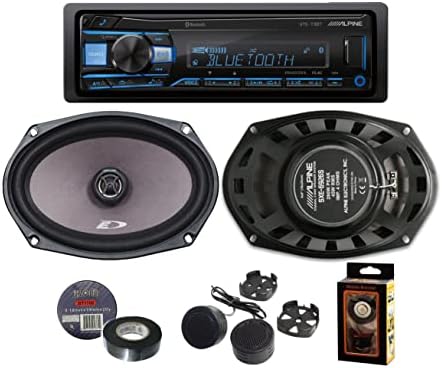 Alpine UTE-73BT Digital Media Receiver+Alpine Pair SXE-6926S 6x9 2-Way Car Audio Coaxial Speakers +Free Mobile Bracket, Tweeter TW600, Electrical Tape BT1700
