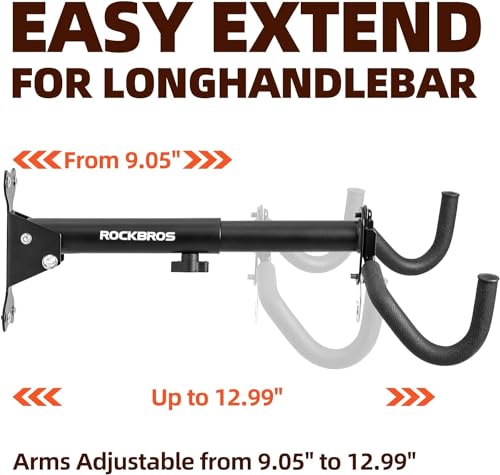 ROCKBROS Fahrrad Wandhalterung 90° klappbare Fahrradhalter Wandabstand Fahrradständer Fahrradaufhänger mit Helmhake 30 kg Tragen MTB Rennrad