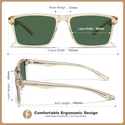 Image of CARFIA Retro Acetate Mens Sunglasses Polarized Classic Square Sun Glasses CA62162
