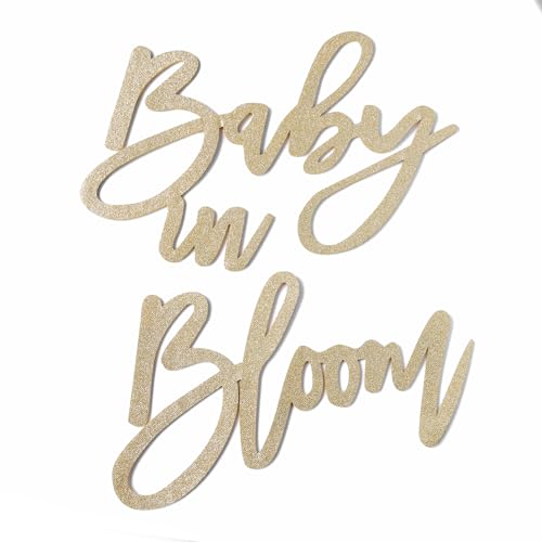 Image of Champagne Baby in Bloom Sign - Large Glitter Baby Shower Felt Banner Letters for Baby Shower Arch Backdrop Gender Reveal Girl or Boy Theme Pregnancy Announcement Party Wall Decorations