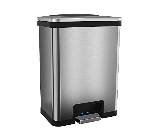 halo Effortless One-Tap Pedal Sensor and Deodorizer-13 Gallon / 49 Liter TapCan Automatic Trash Can with Deodorizer, 13 gallon/49 L, Stainless Steel/Black Trim (TC13SB)