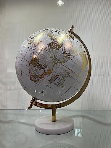 Abbott Collection 57-LATITUDE-05 Spinning Small Decorative Globe, White/Silver, 11" H