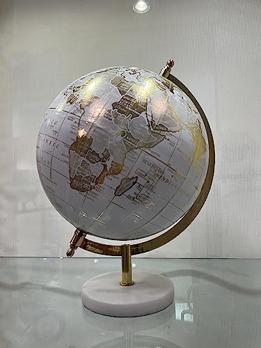 Abbott Collection 57-LATITUDE-05 Spinning Small Decorative Globe, White/Silver, 11" H