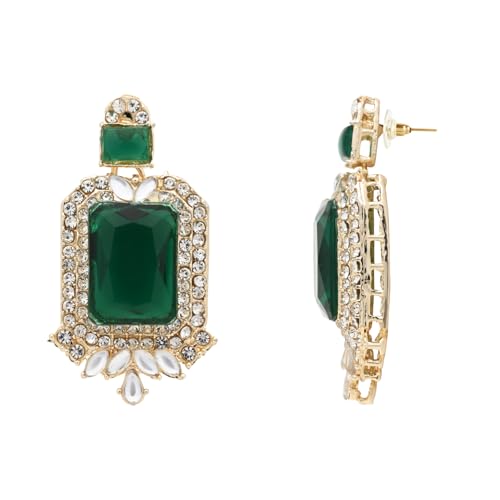 Image of I Jewels Gold Plated Stylish Design Crystal Diamond Necklace & Earrings Jewellery Set for Women