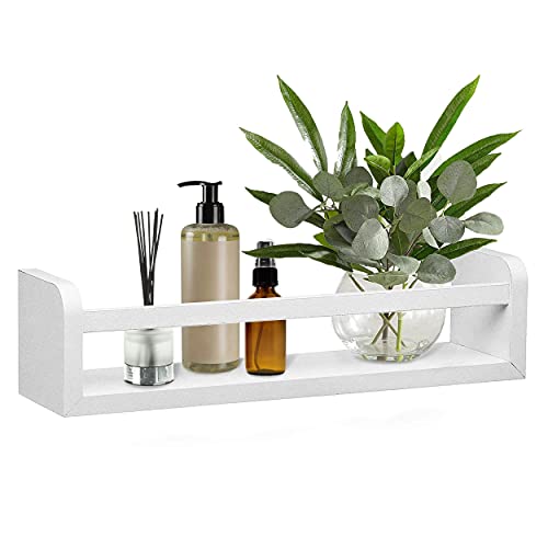 Halter Wall Mounted Hanging Wall Shelf, Rustic Floating Shelves, Wood Shelves for Bathroom, Bedroom, Living Room, and Kitchen, Home Office Shelves, Wooden Floating Shelf with Rail (White) Halter Wall Mounted Hanging Wall Shelf, Rustic Floating Shelves, Wood Shelves for Bathroom, Bedroom, Living Room, and Kitchen, Home Office Shelves, Wooden Floating Shelf with Rail (White)