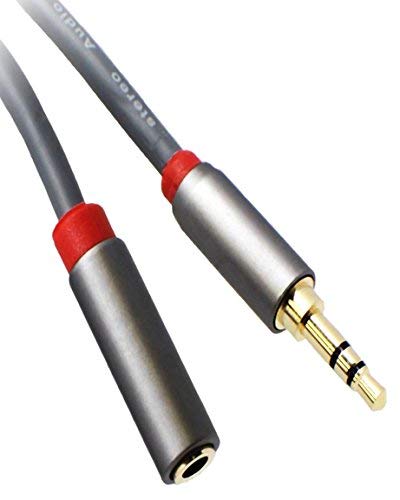 C&E CNE724492 50 FT(15.2 M) 3.5mm Aux Male to Female Extension Stereo Audio Cable Grey (50 Feet/15.2 Meters) Compatible for iPhone, iPad or Smartphones, Tablets, Media Players