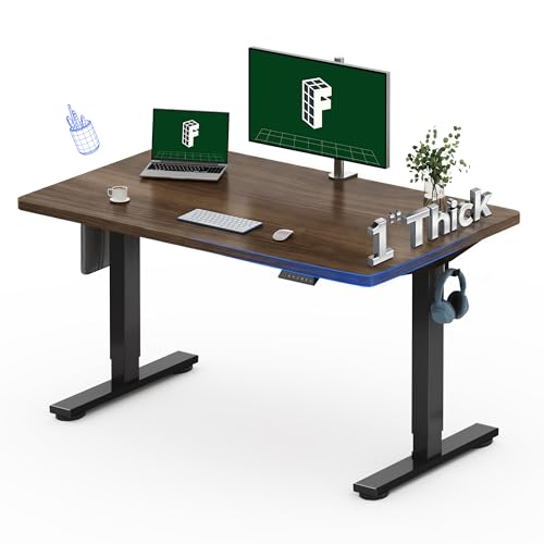 Image of FLEXISPOT 48 inchx30 inch Electric Standing Desk, Black Walnut | One-Piece Desktop, 1 inch Thick Top, Height Adjustable, Stable Steel Frame, Home Office & Multi-Monitor Setup