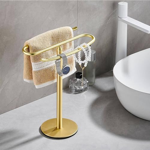 Support de porte-serviettes en or chic double en acier inoxydable de vanité